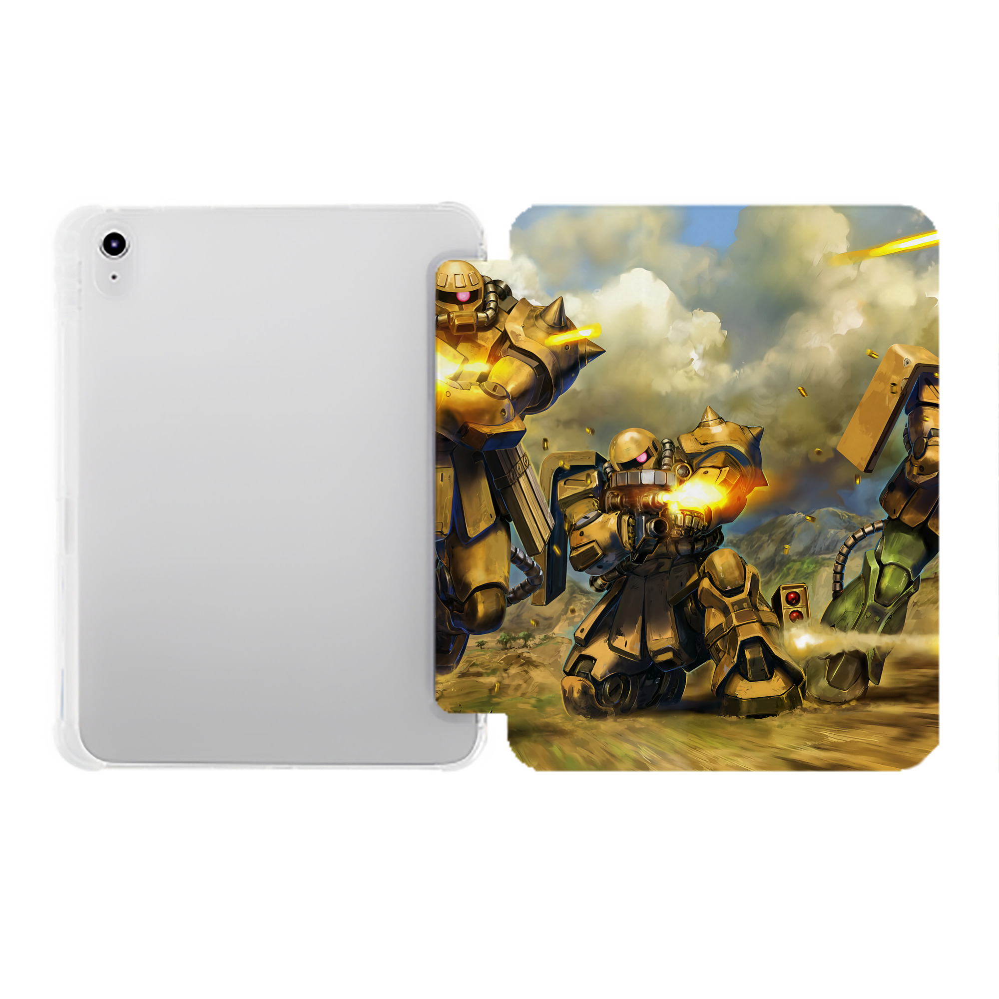 （画像用） 機動戦士ガンダム Mobile Suit Gundam IPad ケース ペン収納付き 三つ折りスタンド PUレザー×シリコン 対応機種9.5/10.5/10.9インチ